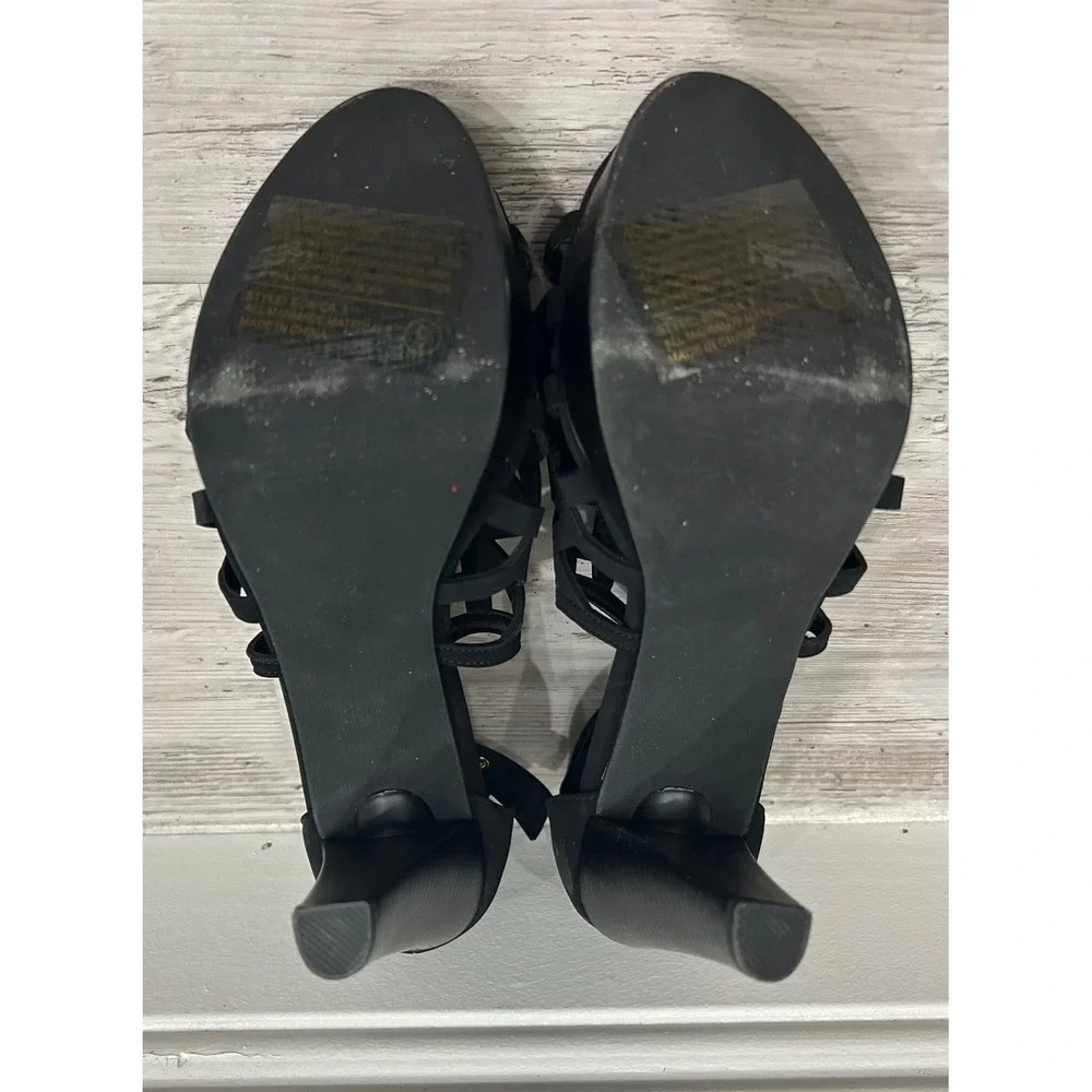 Trends up Collection Bonica 1 Womens Black Cage Platform Stiletto Sandals Size 9